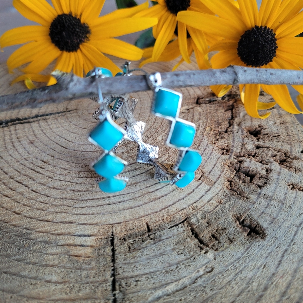 Turquoise hoop earrings
